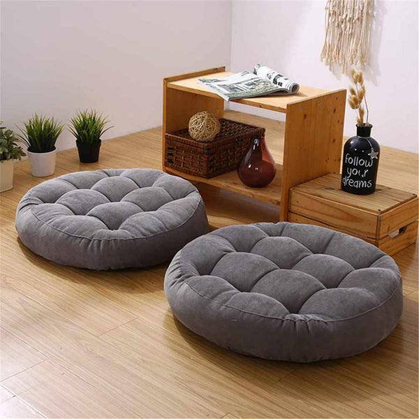 Pack of 2 Round Shape Floor Cushions - Light Grey - Linen.com.pk