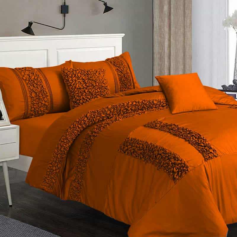 Luxury Ruffle Duvet Set - Orange
