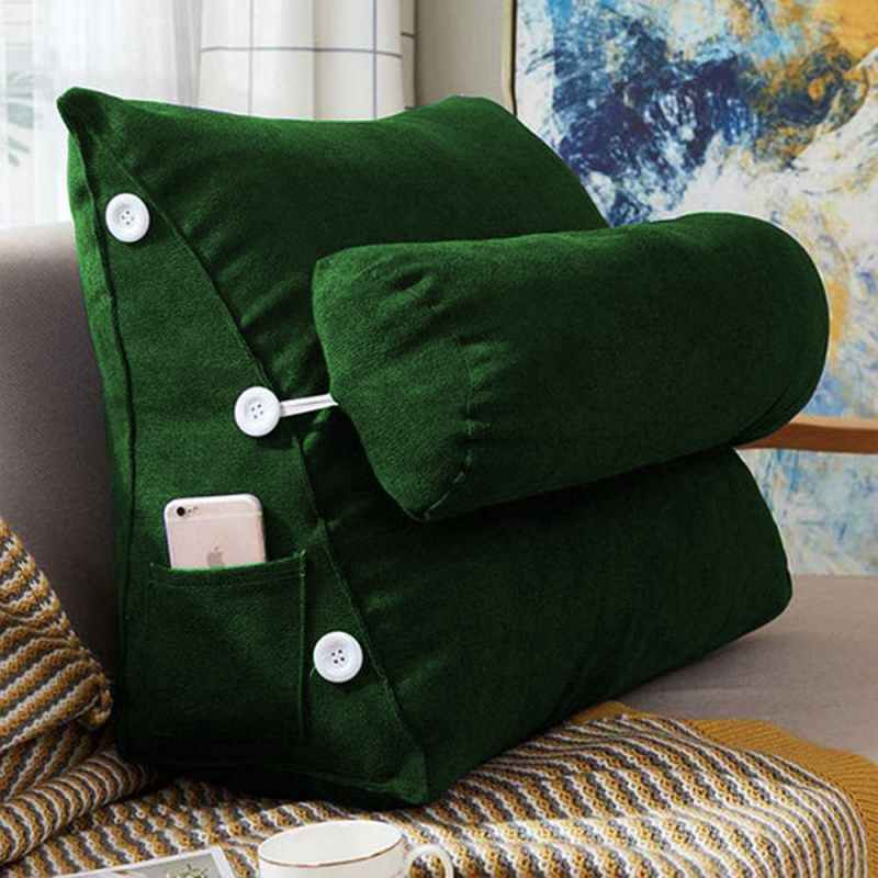 Triangular Back Rest Pillow/Cushion - Green