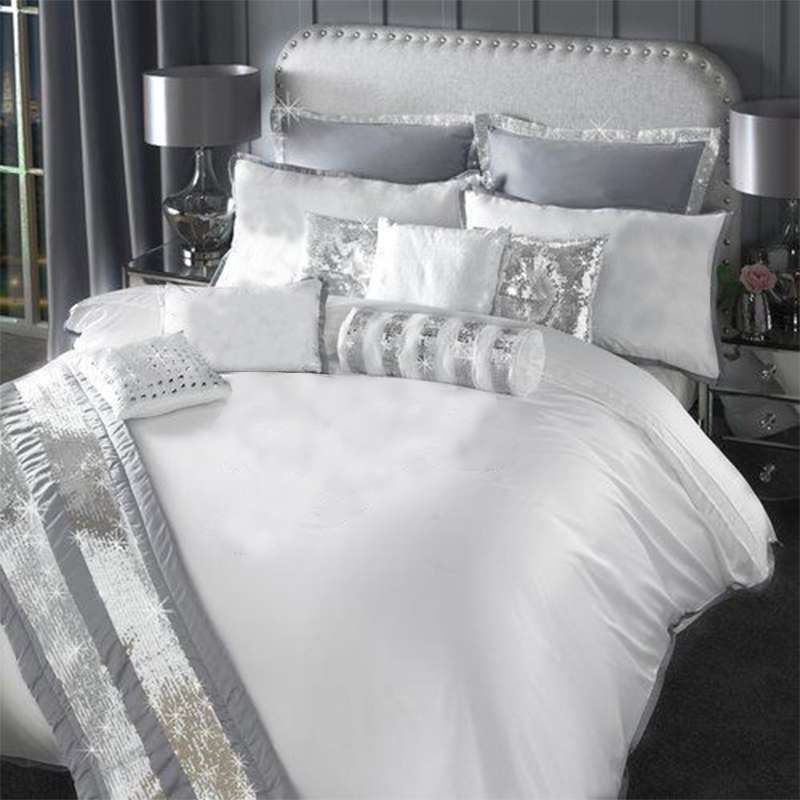 Elegant Look White Bridal Quilt Set - 13 Pieces Set with Free Quilt Filling