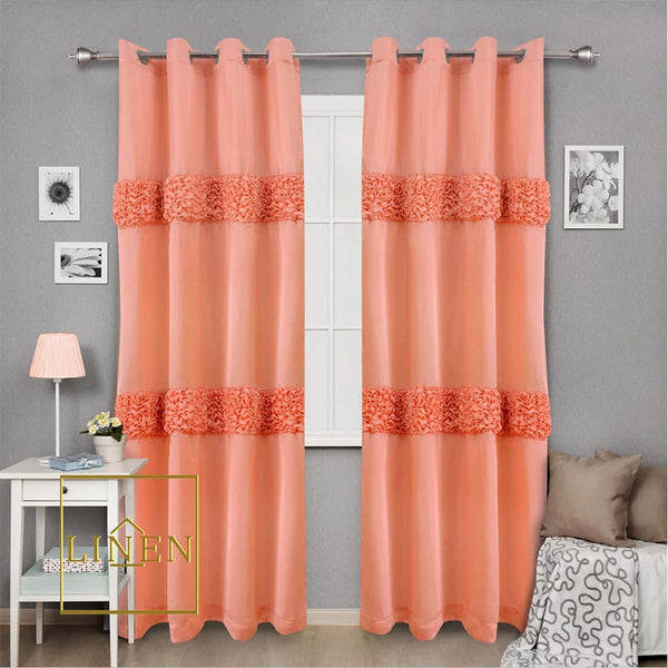 Luxury Ruffle Silk Curtain - Orange