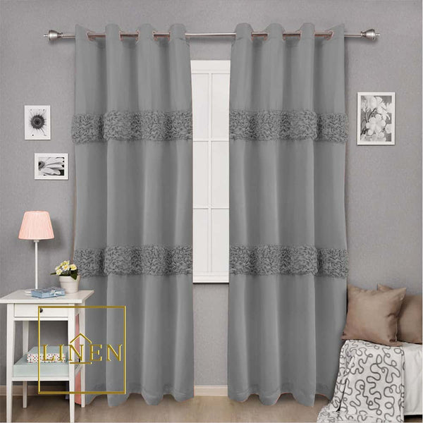 Luxury Ruffle Silk Curtain - Grey