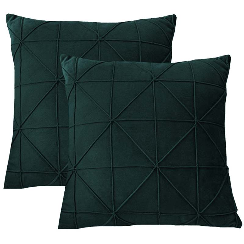 Pack of 2 Velvet Decorative Pleated Square Cushion - Zink
