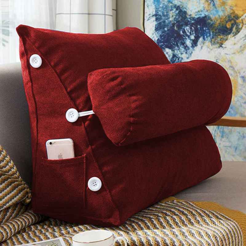 Triangular Back Rest Pillow/Cushion - Red