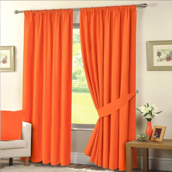 Plain Dyed Curtain -  Orange - Linen.com.pk