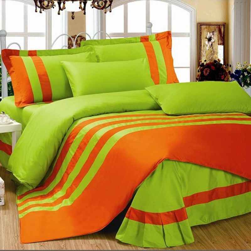 Green & Orange Stripe Duvet Set