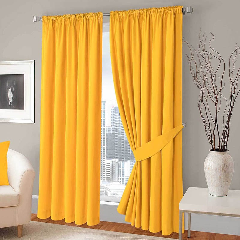 Plain Dyed Curtain -  Yellow - Linen.com.pk