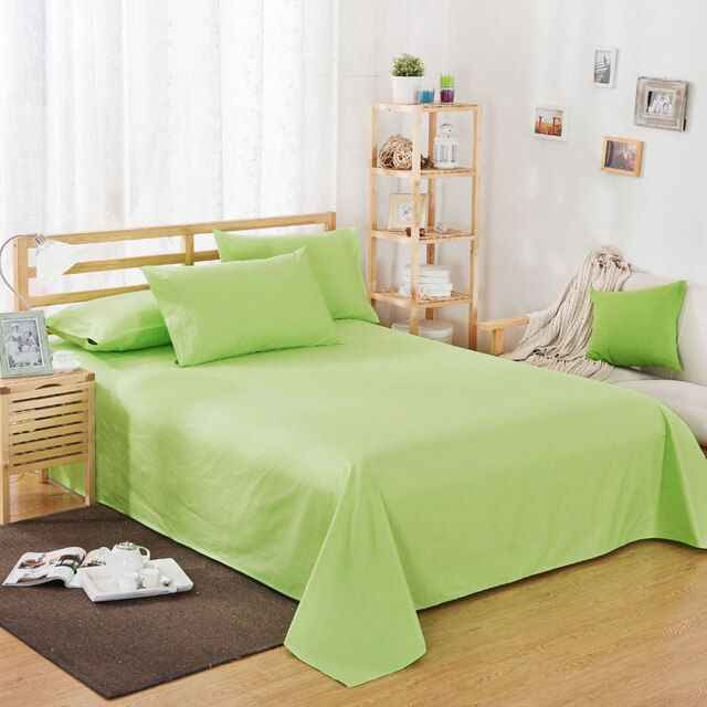 Cotton Plain Bedsheet - 3 Pieces - Parrot Green - Linen.com.pk