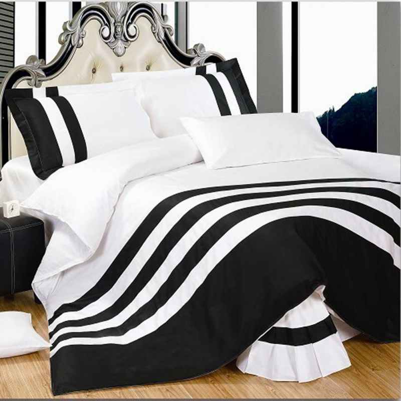 White & Black Stripe Duvet Set