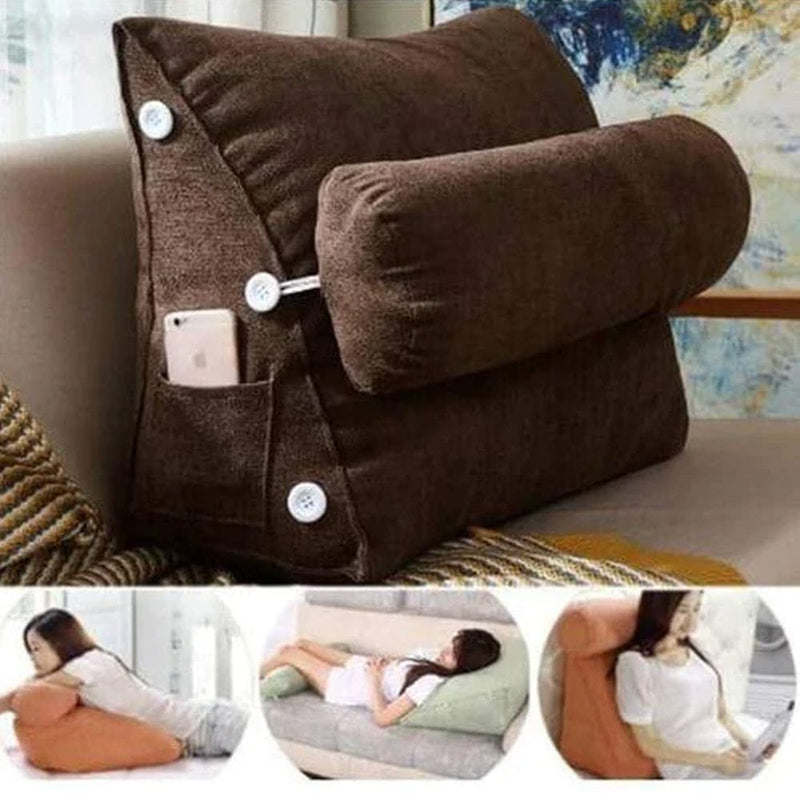 Triangular Back Rest Pillow/Cushion - Brown