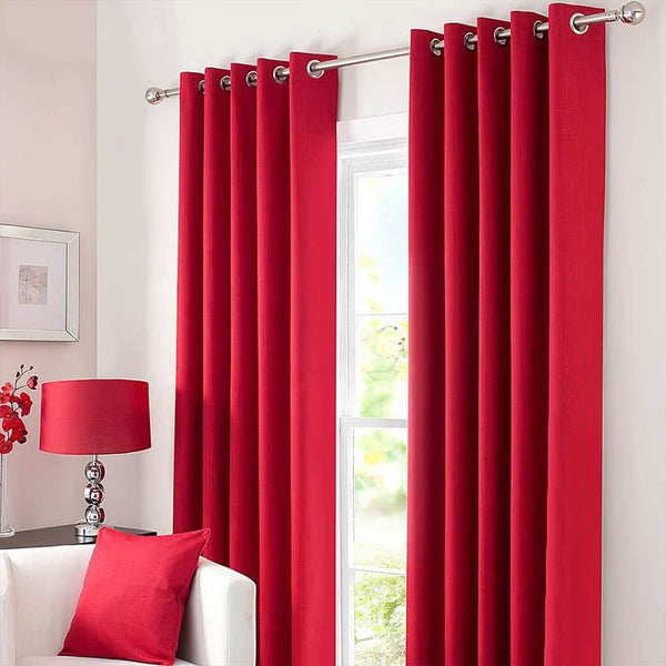 Plain Dyed Curtain - Red - Linen.com.pk