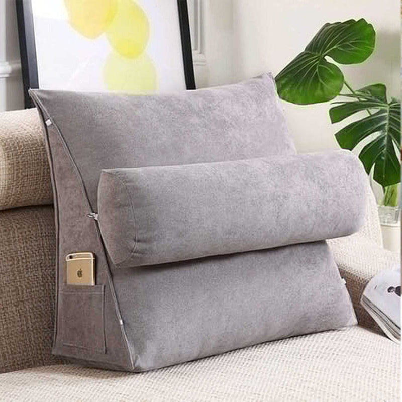 Triangular Back Rest Pillow/Cushion - Light Grey