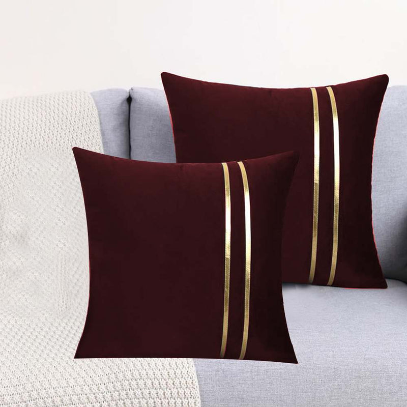 Pack Of 2 Luxury Plain Velvet Cushions - Maroon
