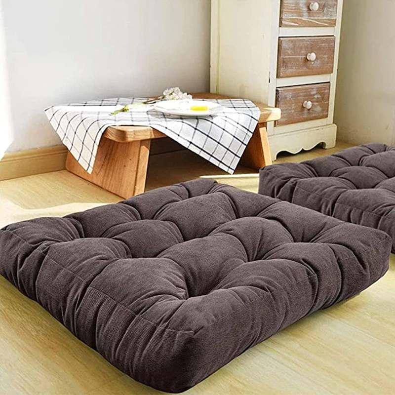Pack of 2 Square Shape Floor Cushions - Grey