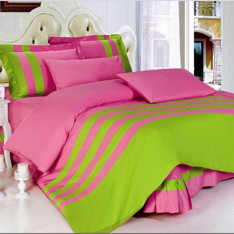 Pink & Green Stripe Duvet Set