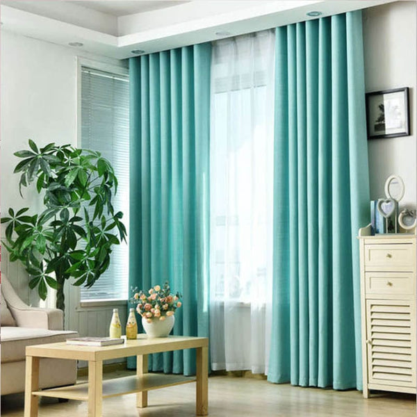 Plain Dyed Curtain -  teal - Linen.com.pk