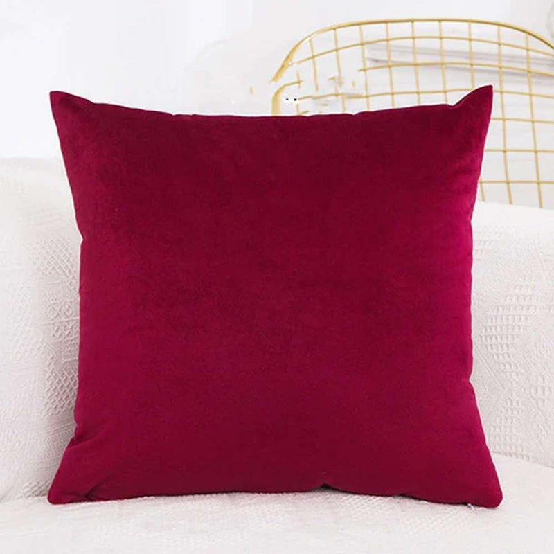 Pack Of 2 Luxury Plain Velvet Cushions - Maroon - Linen.com.pk