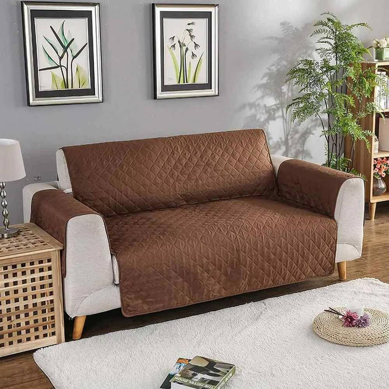 Non-slip Quilted Sofa covers  - Brown - Linen.com.pk