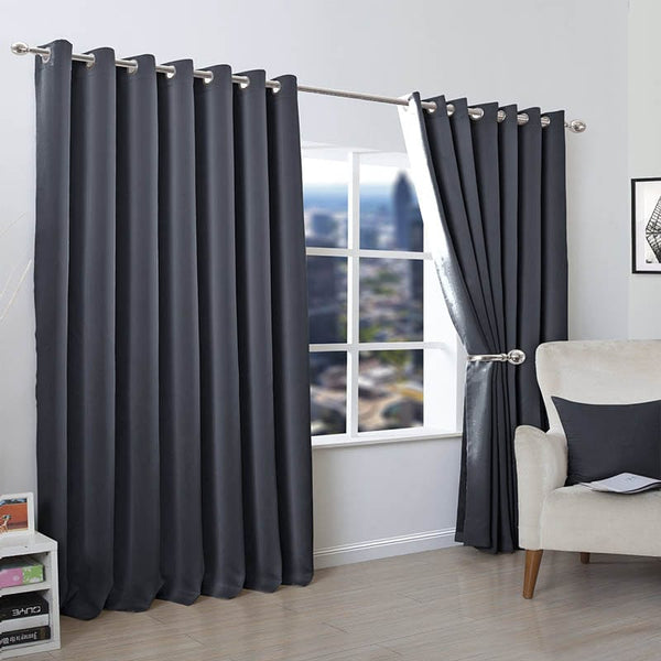 Plain Dyed Curtain -  Charcoal - Linen.com.pk