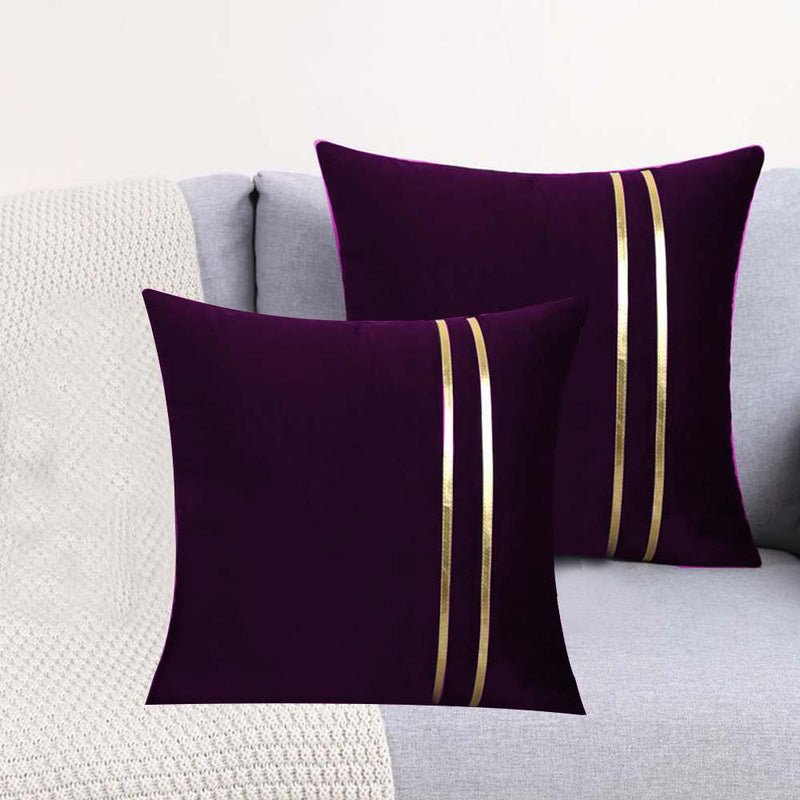 Pack Of 2 Luxury Plain Velvet Cushions - Purple