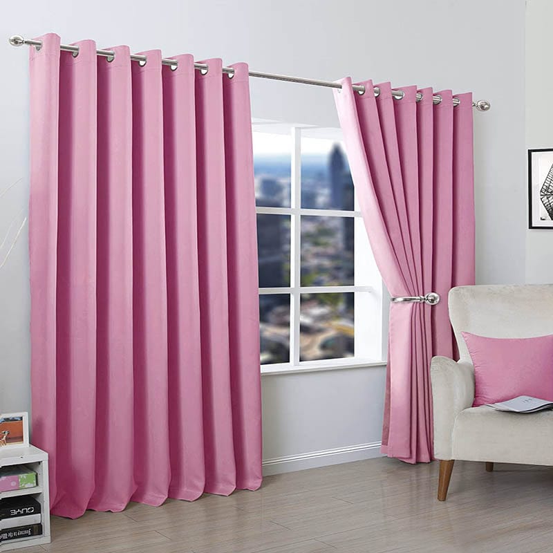 Plain Dyed Curtain -  Baby Pink - Linen.com.pk
