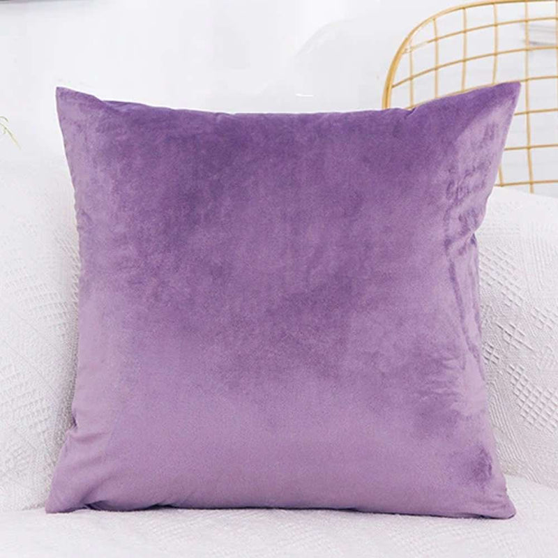 Pack Of 2 Luxury Plain Velvet Cushions - Purple - Linen.com.pk