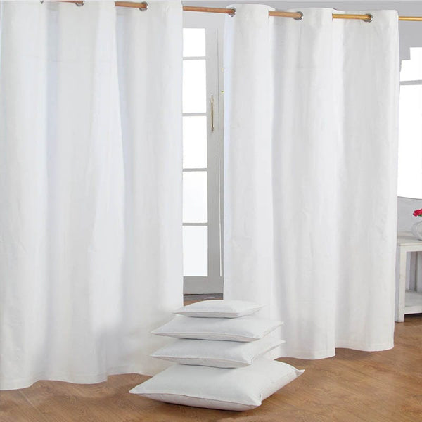 Plain Dyed Curtain -  White - Linen.com.pk